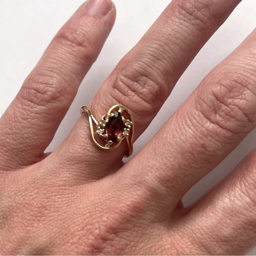 Ruby Red Marquise and Diamond Ring